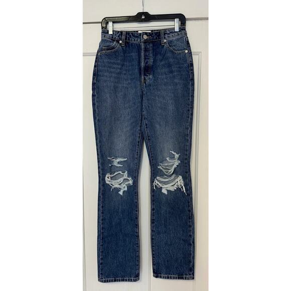 NWT Rolla's Button Fly High Rise Classic Straight Distressed Jeans Size 25 - Picture 2 of 7
